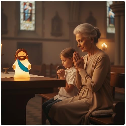 Jesus Night Light for Kids, Silicone Touch Dimmable Rechargeable Lamp
