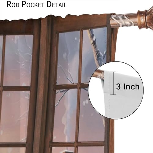 JanJCurt 2 Pack Snowy Christmas Landscape Curtains - 21"W x 45"L, Rustic Winter Forest Xmas Tree & Deer Print Blackout Window Treatments for Bedroom & Living Room