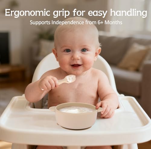 6 Pack Silicone Baby Spoons Set for Self Feeding and Weaning