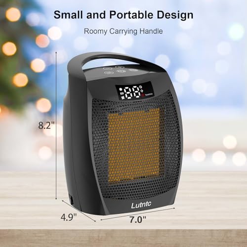 Portable Ceramic Space Heater 1500W with Digital Display and Touch Controls