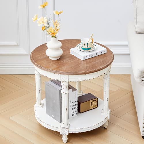 3-Piece French Country Coffee and End Table Set with Storage Shelves