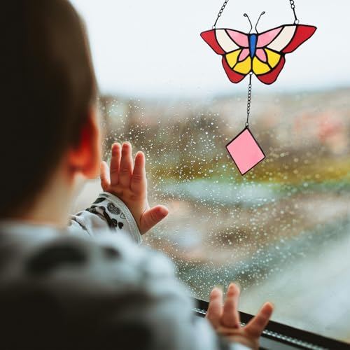 Kalockolo Handmade Butterfly Stained Glass Window Hanging Decorative Suncatcher