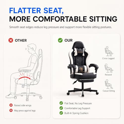 Ergonomic High Back Gaming Chair with Footrest & USB Massage Support