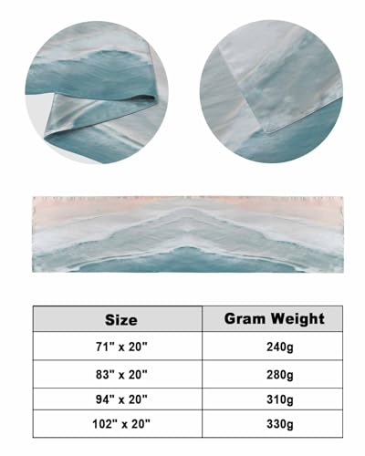 DecorLovee Coastal Ocean Bed Runner for King Bed, Summer Beach Scarf 94x20"