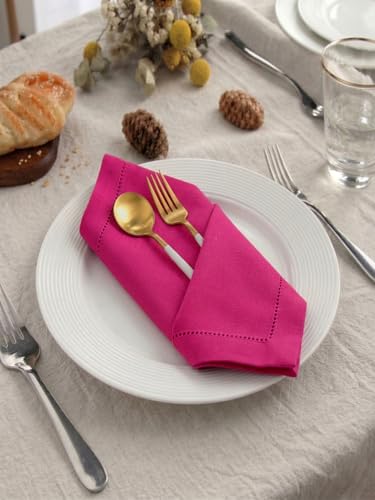 18x18 Inch Cotton Cloth Napkins - Set of 12 Reusable Hot Pink Table Linens