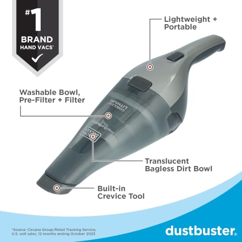 BLACK+DECKER 8V Cordless Dustbuster Handheld Vacuum with Crevice Tool