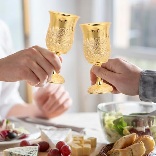 Silver-Plated Kiddush Cup and Saucer Set - 5oz Embossed Wine Goblet