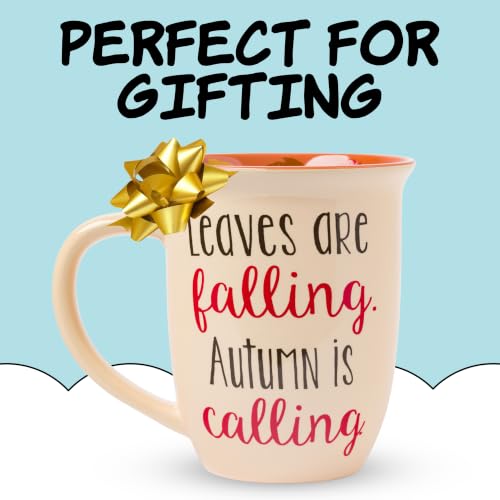 Peanuts Snoopy Fall Leaves 16oz Ceramic Mug - Autumn Themed Coffee Cup, Officially Licensed