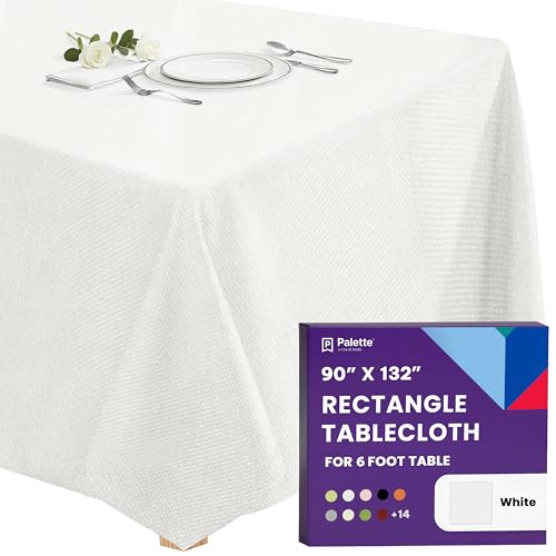 90 x 132 Inch Rectangular Polyester Tablecloth for 6-Foot Tables