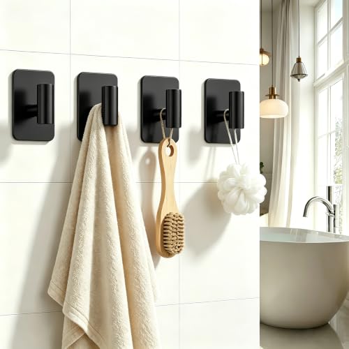 Adhesive Towel Hooks, Heavy Duty Stainless Steel Wall Hooks (3 Pack)