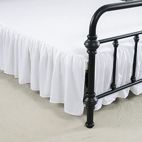 Queen Size Ruffled Bed Skirt with Split Corners - 14 Inch Drop, White
