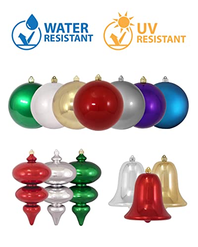 6" Extra Large Shatterproof Christmas Ball Ornaments, Outdoor UV-Resistant - 2 Pack