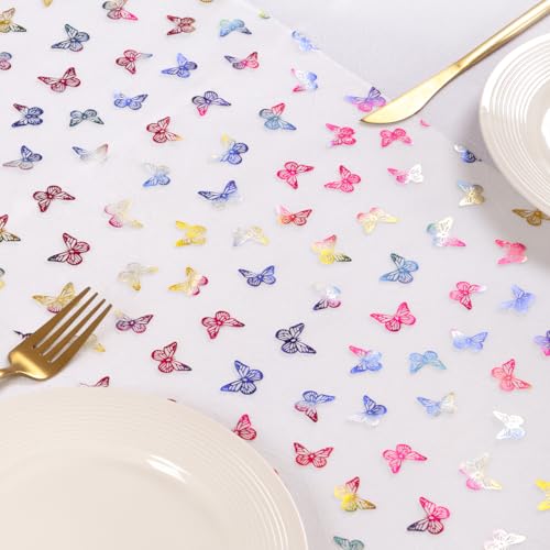 Socomi Butterfly Spring Table Runner Gauze 72in - Easter Seasonal Party Decor