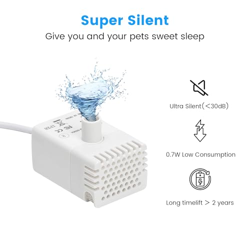 Cat Water Fountain Replacement Pump - Ultra-Quiet 0.7W Submersible Pump