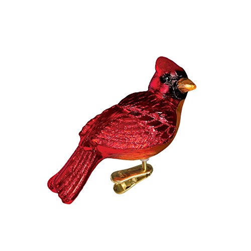 Resting Cardinal Hand-Blown Glass Christmas Tree Ornament, Hand-Painted