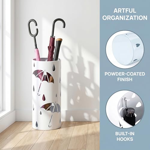 Freestanding Metal Umbrella Stand Rack for Entryway, 17-Inch Round Holder