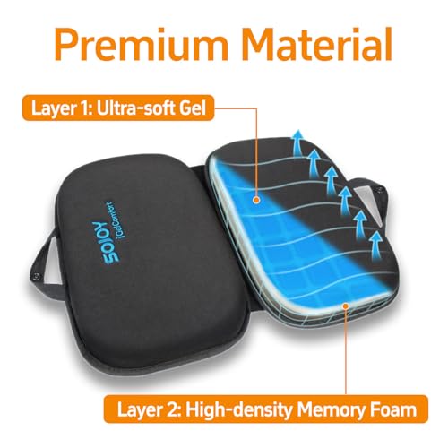 Foldable Gel and Memory Foam Seat Cushion for Office Chair and Travel