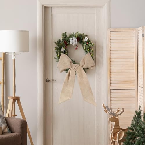 Burlap Wreath Sash 4-Pack - 55 Inch Rustic Plain Bow for Front Door