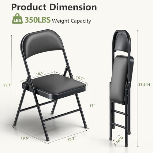 10-Pack Padded Folding Chairs, PU Leather Portable Dining Chair Set