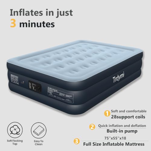 Full Size Air Mattress with Built-in Pump - 18 Inch Raised Inflatable Bed