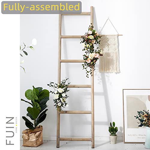 6ft Rustic Wooden Blanket Ladder - Fully Assembled Farmhouse Decor Rack