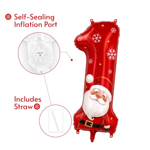 Glimmrly Red Number 1 Balloon | 40-Inch Christmas & Birthday Decor