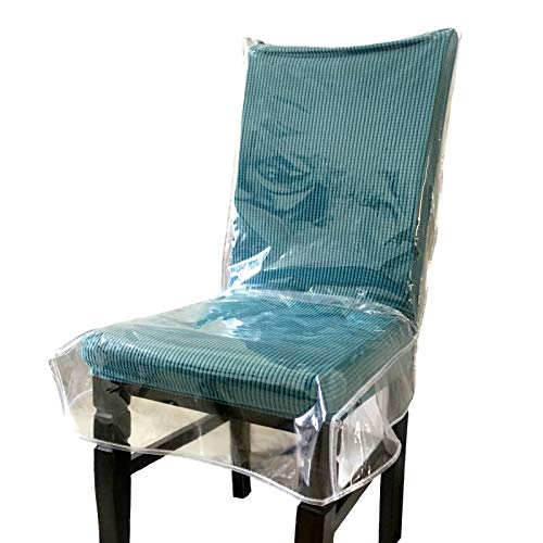 Clear Plastic Dining Chair Covers with Backrests - 2 Pack
