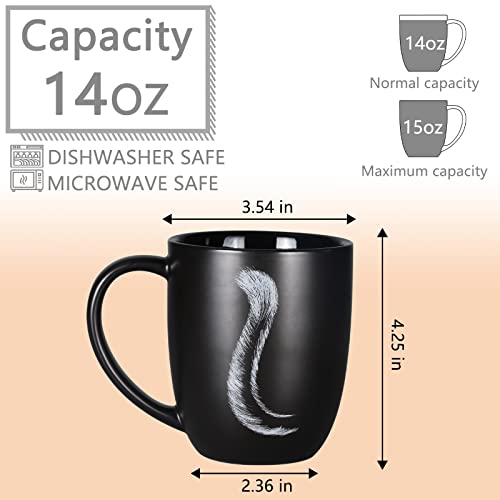 Black Cat Coffee Mug - 14 oz Hand-Drawn Ceramic Gift for Cat Lovers