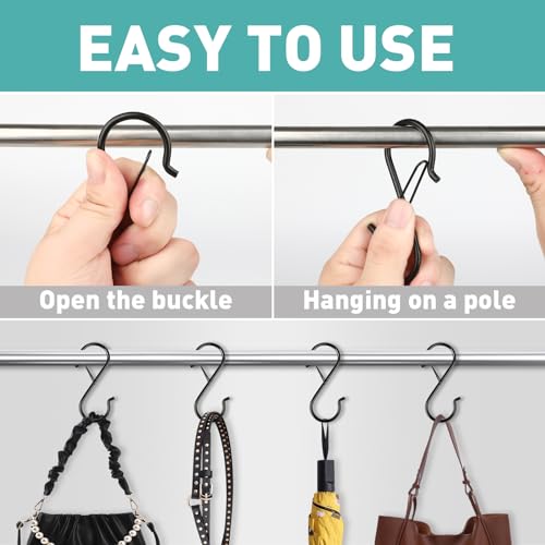 20-Pack 3.5-inch Heavy Duty S Hooks with Safety Buckle - Steel Locking Hooks