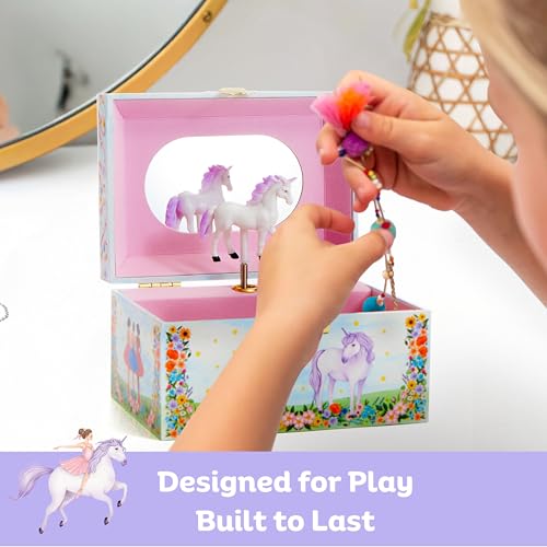 Unicorn Musical Jewelry Box for Girls with Necklace - Wooden Keepsake