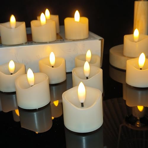 EZiKitchen 24 Pack Flameless Votive Candles - Realistic Flickering LED Tealights, 1.5x1.67 Inches, Battery Operated, Safe Decor