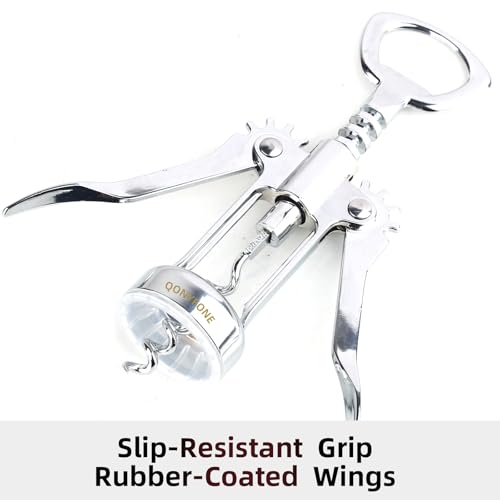 QONYFONE Silver Wing Corkscrew - Premium Zinc Alloy Bottle Opener