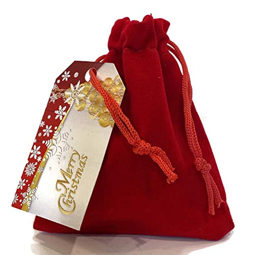 Authentic Lump of Coal Christmas Gag Gift in Red Velvet Jewelry Bag