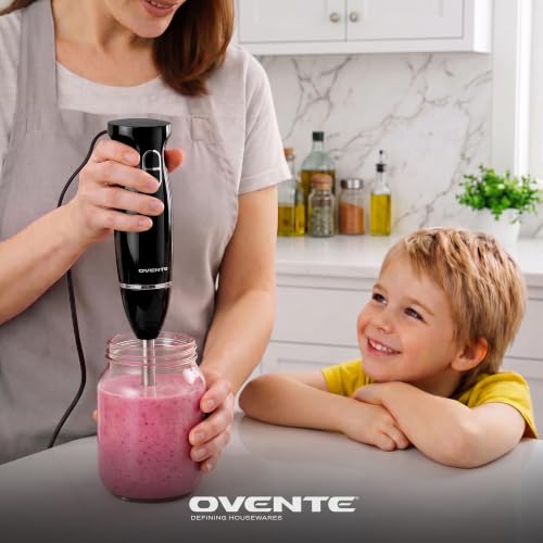 300W Electric Immersion Hand Blender - 2-Speed Stick Mixer (Black)