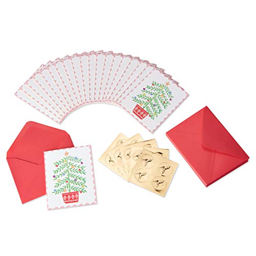 Papyrus 20-Count Merry Little Christmas Boxed Cards with Envelopes, Tree In Pot
