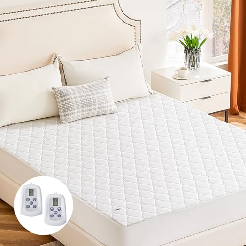 Heated Mattress Pad Queen Size | Dual Zone Electric Bed Warmer