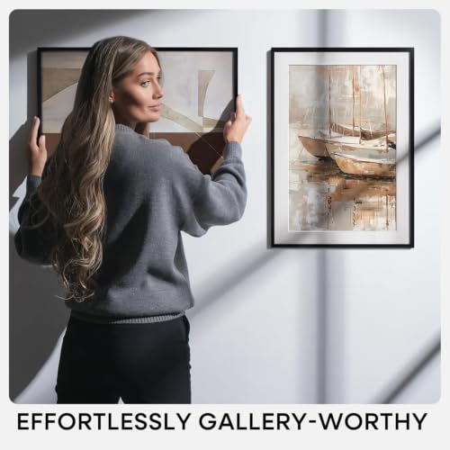Homeforia Black Metal Picture Frame 12x16 with 9x12 Mat and Tempered Glass