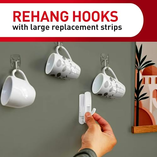 Large Adhesive Replacement Strips for Wall Hooks, 20-Pack, Damage-Free Hanging