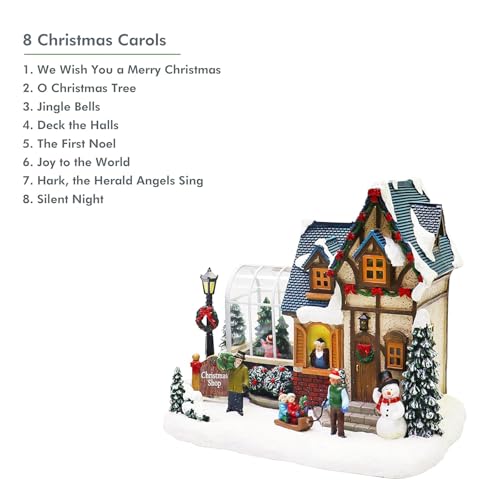 Lighted Musical Christmas Village Shop - LED Holiday Building Decor