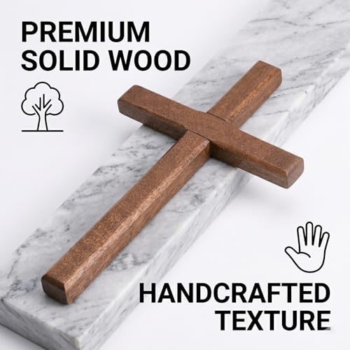 Wooden Cross for Wall or Table, 7.87-Inch Handheld Prayer Cross Decor