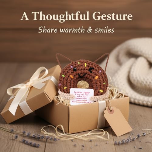 Knitted Donut Gift for Friend - Brown Handcrafted Friendship Keepsake - Variation: Donut-Brown