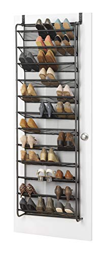 12-Tier Over the Door Shoe Organizer for 36 Pairs, Metal & Mesh Shoe Rack