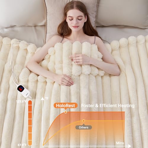 Cozy Electric Heated Throw Blanket, Faux Fur 50x60 inches