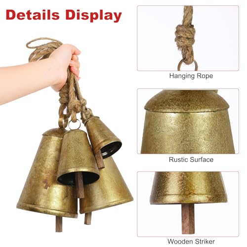 Fovths 4-Piece Christmas Cow Bells Set with 4 Sizes | Rustic Metal Hanging Decor