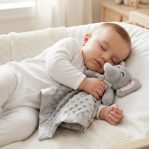 Pro Goleem Elephant Security Blanket - Soft Minky Baby Lovey & Stuffed Animal Toy
