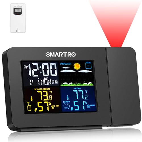 Projection Alarm Clock with Wireless Weather Station and Thermometer