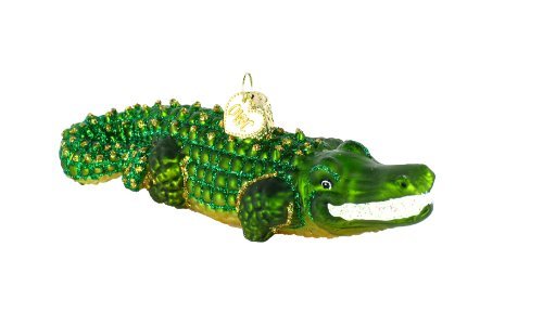 Alligator Glass Christmas Ornament, Handcrafted Glittered Holiday Decor