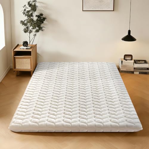 Full Size Japanese Futon Floor Mattress, 3.2 Inch Thick Foldable Sleeping Pad