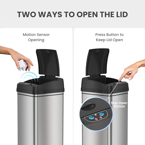 13 Gallon Sensor Trash Can with Pet Lock and Odor Filter