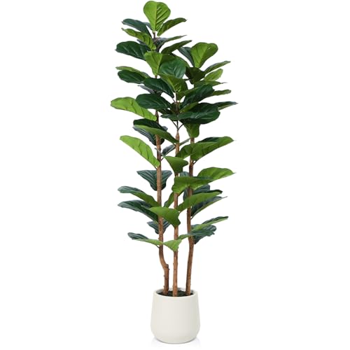 5ft Artificial Fiddle Leaf Fig Tree with White Planter